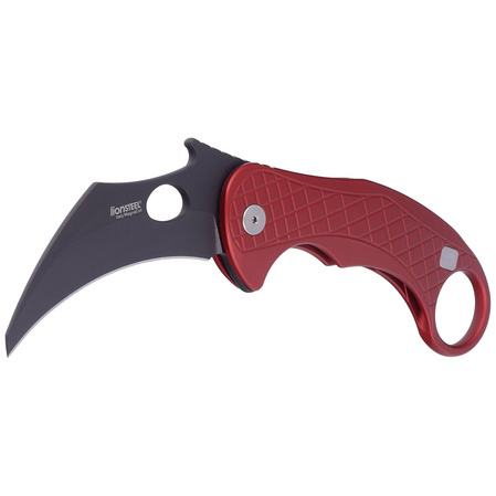 LionSteel L.E.One Knife Red Aluminum, Chemical Black MagnaCut by Emerson Design (LE1 A RB)