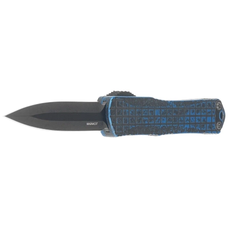 Heretic Manticore S D/E Breakthrough Blue Aluminum, Black DLC MagnaCut OTF Knife by Tony Marfione Jr. (H024F-6A-BRBLU)