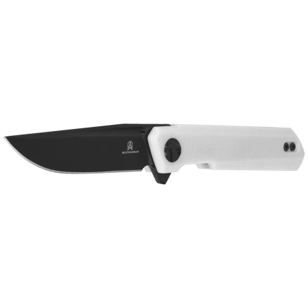 Bestechman Mini Dundee DD Knife White G10, Black PVD D2 by Ostap Hel (BMK08B)