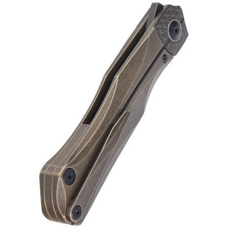 Bestech Thyra Bronze Stonewashed Titanium/Carbon Fiber, Black Stonewashed M390 by Kombou Knife (BT2106C)