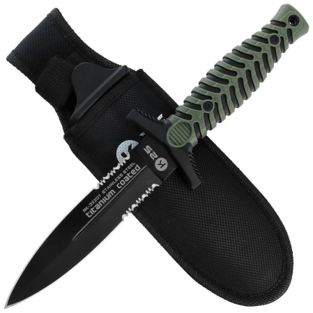 K25 RK-32207 Boot Knife Green ABS/Black Rubber, Black Titanium 7Cr17Mov