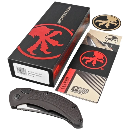 Microtech Brachial Auto Black Aluminium, Black M390 by Bastinelli and Tony Marfione (268A-1T)