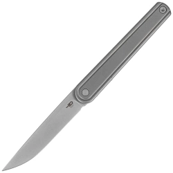Bestech Ink Knife Silver Titanium, Sandblasted / Stonewashed MagnaCut by Denis Simonutti (BT2502A)