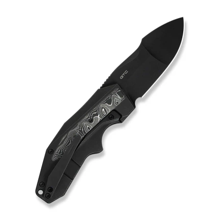 WeKnife Coral Black Titanium/Aluminum Foil Carbon Fiber, Black Stonewashed CPM 20CV by Gustavo T. Cecchini (WE24044-1)