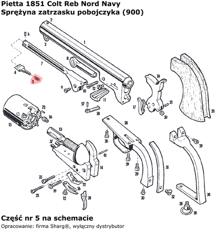 Sprężyna zatrzasku pobojczyka Pietta 1851 Colt Navy (900)