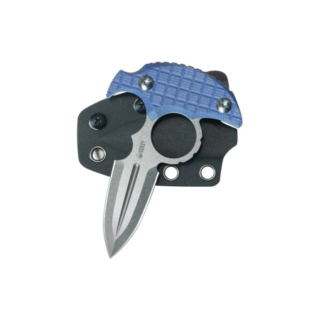 Kubey Cavy Pushdagger Blue Micarta, Stonewashed 14C28N by MUZI Design (KU403D)