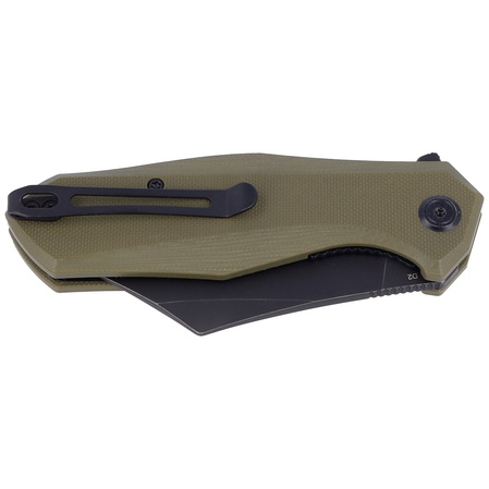 Nóż składany Kubey Echo Green G10, Black Stonewashed D2 (KU329B)