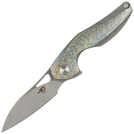 Nóż na szyję Bestech The Reticulan Grey/Colorful Titanium, Stonewashed/Satin CPM S35VN by Elijah Isham (BT1810E)
