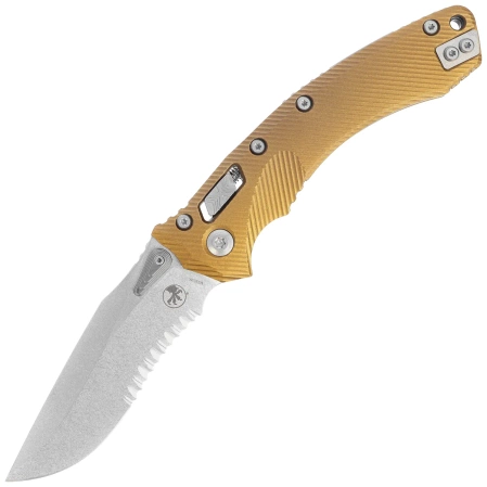 Microtech Amphibian Ram-Lok Knife Fluted Tan Aluminium, Stonewashed P/S M390MK by Tony Marfione (137RL-11FLTA)