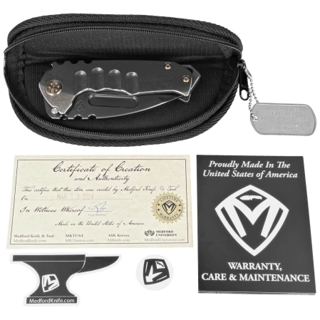 Medford Praetorian Genesis T Tanto Tumbled Titanium, Bronze HW/Clip, Black DLC S45VN by Greg Medford (MK0294PT-01TM-T1C1-BN)