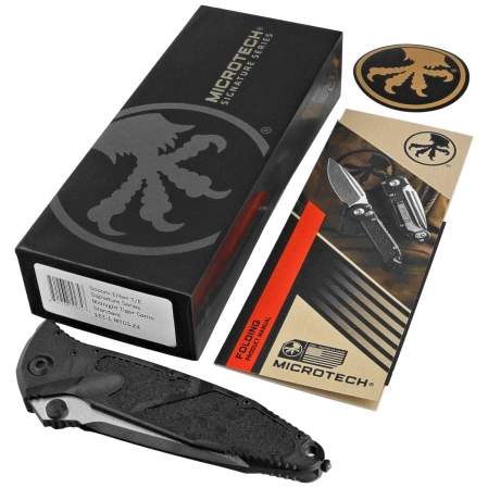 Microtech Socom Elite T/E-M Signature Knife Midnight Tiger Camo Aluminum, Midnight Tiger Camo M390MK by Tony Marfione (161-1MTCS-Z4)