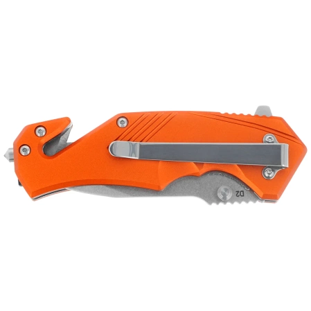 BlackFox Demand Rescue Knife Orange Aluminum, Stonewashed D2 (BF-784 OR)