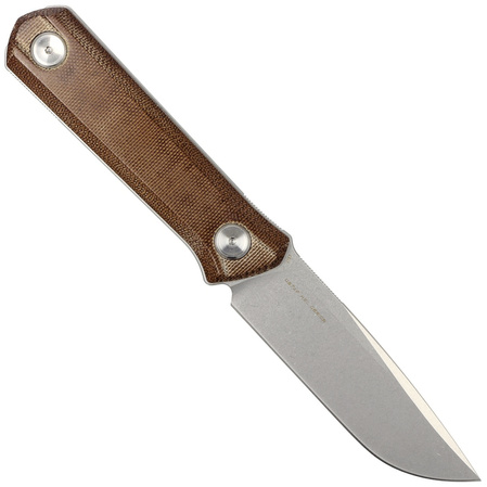 Bestech Knife Hedron Brown Canvas Micarta, Stonewash D2 by Ostap Hel (BFK02D)
