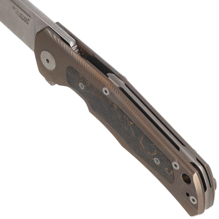 LionSteel Q4ttro Knife Bronze Titanium/Fat Carbon, Satin MagnaCut by Molletta (Q4 BR)