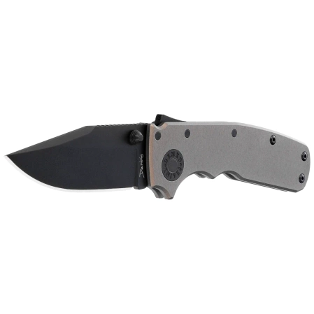 Demko Shark Cub Stealth Clip Point Knife Artillery Gray Aluminum, DLC CPM 20CV by Andrew Demko (SC-20CV-ALUM-DLC-AG-CP)