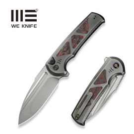 WE Knife Sylox Gray Titanium/Lava Flow Fat Carbon, Polished Bead Blasted M390 (WE24027-3)