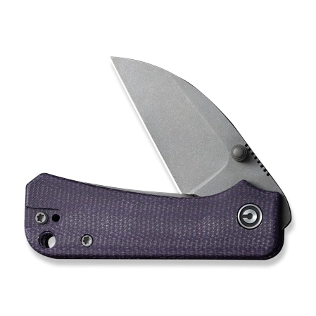 Civivi Knife Baby Banter Wharncliffe Purple Canvas Micarta, Grey Stonewashed Nitro-V by Ben Petersen (C19068SC-2)