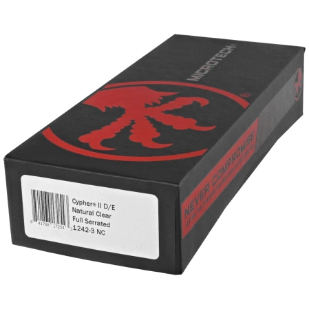 Microtech Cypher II D/E OTF Knife Natural Clear Aluminum, Black M390MK F/S by Deryk Munroe and Tony Marfione (1242-3NC)