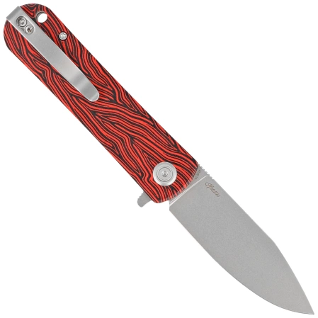 Nóż składany Kubey NEO Red / Black Damascus G10, Beadblasted AUS-10 by Keanu Alfaro (KU371E)
