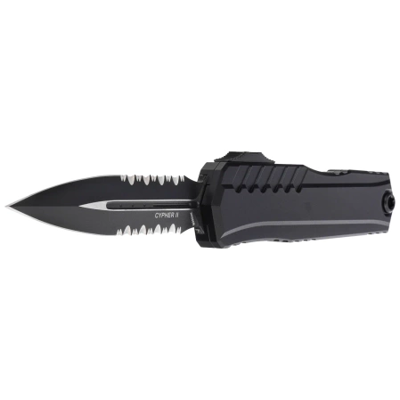 Nóż automatyczny OTF Microtech Cypher II D/E Black Aluminium, Black P/S M390MK by Deryk Munroe and Tony Marfione (1242-2T)