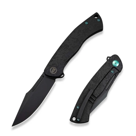 Nóż składany WeKnife Essential Knight Etched Black Titanium, Black Stonewashed M390 by Jason Knight (WE24003-2)
