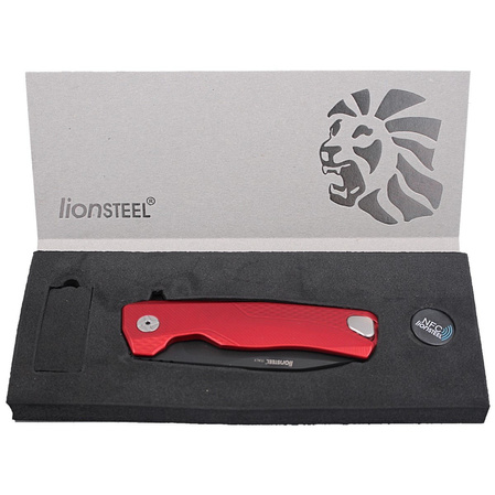 LionSteel ROK Knife Red Aluminum, Black M390 by Molletta (ROK A RB)