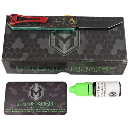 Nóż automatyczny OTF Heretic Manticore S T/E Bounty Hunter/Camo Carbon, Battleworn Black Cerakote MagnaCut by Tony Marfione Jr.