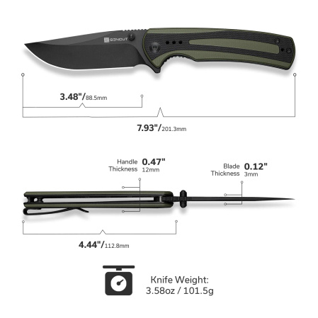 Nóż składany Sencut Regnator Green / Black G10, Black 9Cr18MoV (S24057-2)