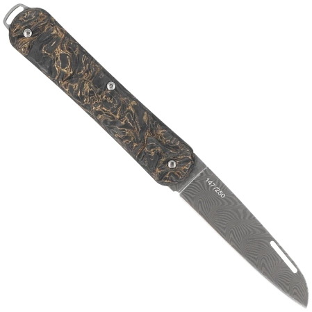 Scyzoryk Fox Vulpis 130 LE No 147/250 Dark Matter Fat Carbon, Super Clean Damascus by Balbach Damast (FX-VPDAM130 DMGO)