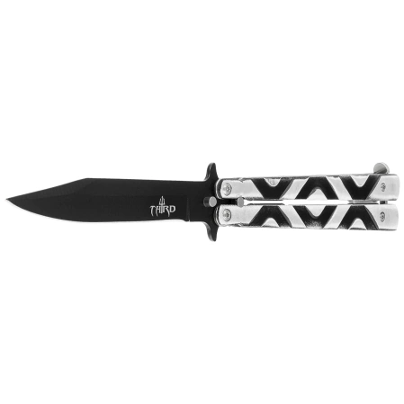Third Decor Habitat Balisong Grey/Black Aluminum, Black Butterfly Knife (12313)