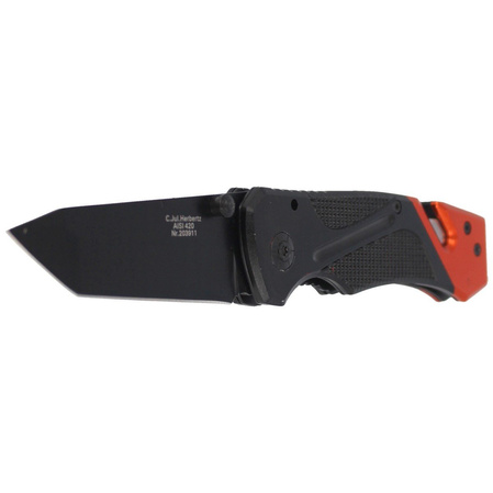 Herbertz CJH Rescue Knife Black/Red Aluminum, Epoxy Coated 420 (203911)