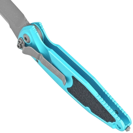 Microtech Socom Elite Auto S/E Automatic Knife Turquoise Aluminum, Apocalyptic M390 by Tony Marfione (160A-10APTQ)