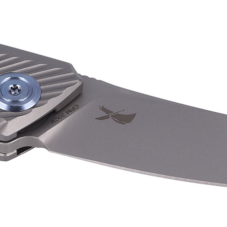 Kubey Pike Knife Gray Titanium, Sandblasted CPM 20CV by Parsons Bladeworks (KB2103A)
