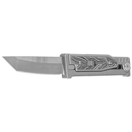 Nóż grawitacyjny Reate EXO-M OTF Gravity T/E Bead Blasted Titanium/Damascus Black-White G10, Satin Elmax