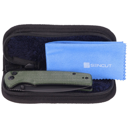 Sencut Knife Sachse Green Micarta, Black Stonewashed 9Cr18MoV (S21007-2)
