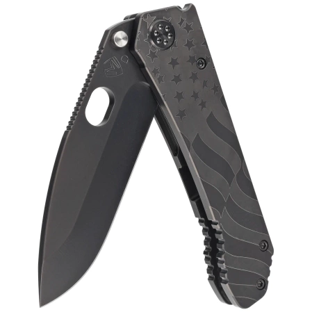 Nóż składany Medford 187 DP Black PVD ''Ghosted Flag'' Titanium, PVD HW, PVD w/Bronze Clip, Black PVD D2 by Greg Medford (MK002DPQ-30PV-TPCP-Q4)