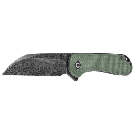 Nóż składany Civivi Elementum Wharncliffe Green Canvas Micarta, Black Hand Rubbed Damascus (C18062AF-DS1)