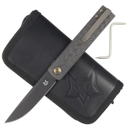 Fox Chnops Knife 3K Carbon Fiber, Black PVD M390 by Riccardo Gobbato (FX-543 CFBR)