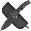 Civivi Praxis Shredded Carbon Fiber / Copper Shred, Black Stonewashed 9Cr18MoV knife (C803I)