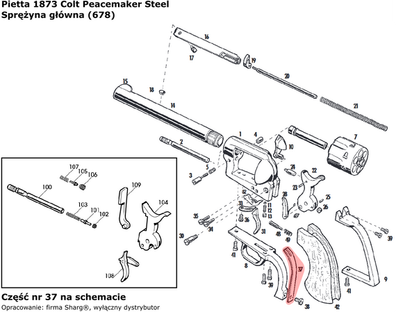 Sprężyna główna rewolwer Pietta 1851 Colt Reb Nord Navy, 1860 Colt Army, 1861 Colt Navy (678)