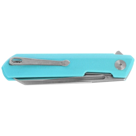 Bestechman Dundee Sheepfoot Knife Light Blue G10, Stonewashed/Satin D2 by Ostap Hel (BMK09B)