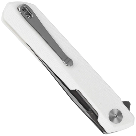 Bestechman Knife Dundee White G10, Grey Titanized / Satin D2 by Ostap Hel (BMK01G)