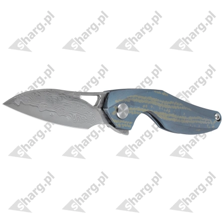 Nóż na szyję Bestech The Reticulan Blue / Colorful Titanium, Damascus by Elijah Isham (BT1810L)