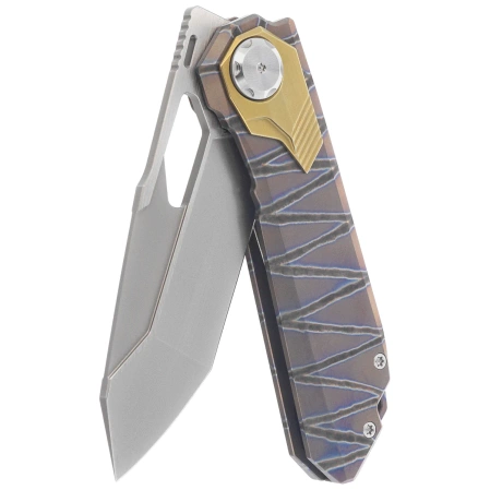 Remette RT-Peregrine Falcon Knife Gray/Brown/Thunder Lightning Titanium, Hand Fine Grinding Pearlescent M390 (RTT1-CX)