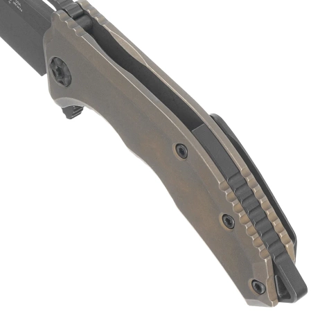 Heretic Medusa Manual T/E Antique Bronze Titanium, Black DLC MagnaCut Knife by Tony Marfione Jr. (H009-6A-TIBRZ)