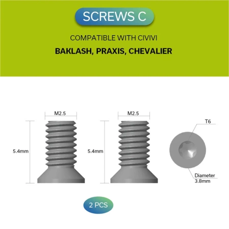 Zestaw śrub do klipsów Civivi, Satin Stainless Steel 10 szt. (CA-12A)