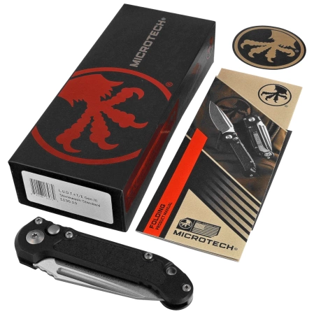 Microtech LUDT Gen III T/E Black Aluminum, Stonewashed M390MK by Tony Marfione (1136-10)