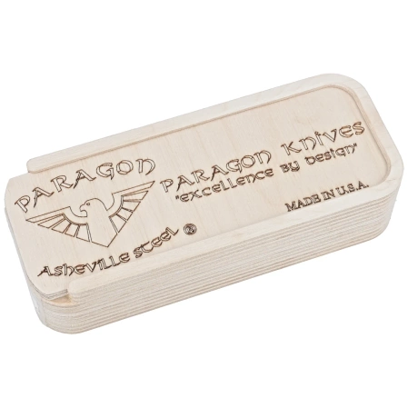 Nóż grawitacyjny Paragon Warlock Smooth Gray Titanium, Damascus Baker Forge Raindrop Gomai Copper Shim 80CRV (TY-WAR-SM-S-BFD)