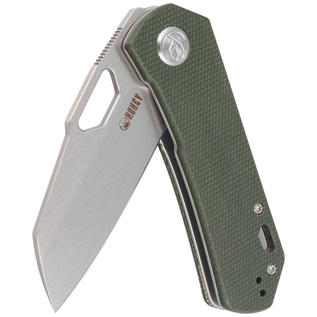 Kubey Knife Duroc Green Micarta, Black Stonewashed AUS-10 by Colin Maisonpierre (KU332L)