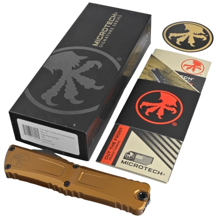 Nóż automatyczny OTF Microtech Combat Troodon Gen III Interceptor Signature Tan Aluminium, Black M390MK by Tony Marfione (1217-1TAS)